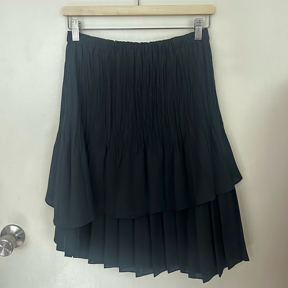Asymmetrical Pleated Layered Skirt